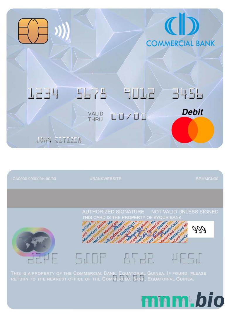 Equatorial Guinea Commercial Bank Guinee Equatoriale przykład karty mastercard w formacie PSD